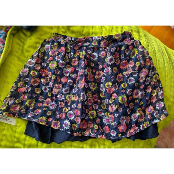 Disney D Signed Navy Blue Floral Print Lined Skirt Size S GUC - Picture 2 of 4